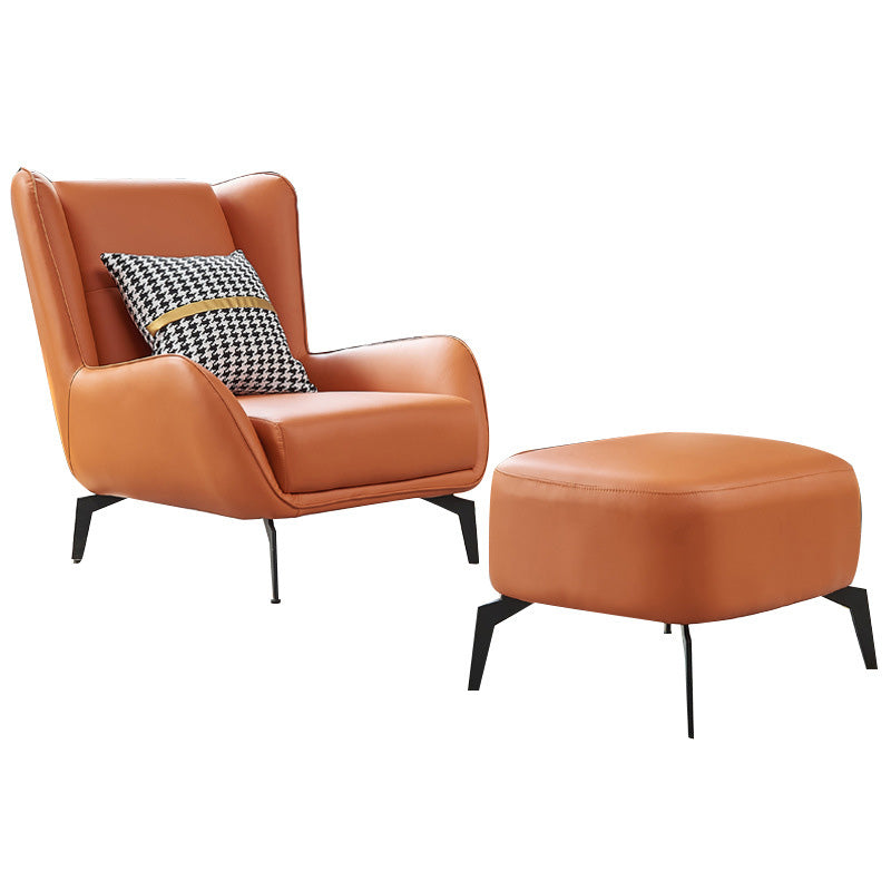 Pillow Back Chair with Golden Basic Four Leg and Flared Arms