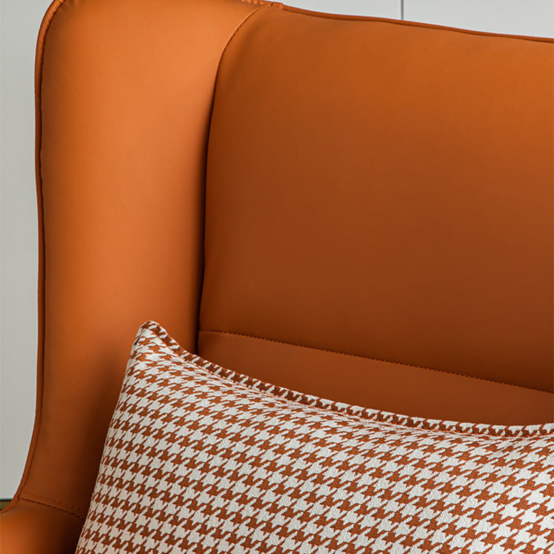 Pillow Back Chair with Golden Basic Four Leg and Flared Arms