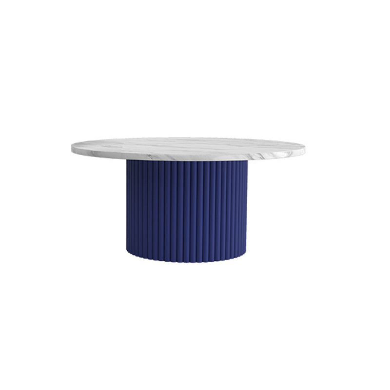 Glam Pedestal Coffee Table Wood Round Cocktail Table for Living Room