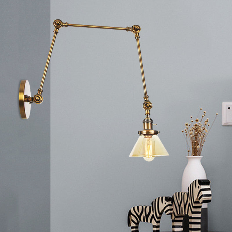 1 Lámpara de pared ligera Clear/Amber Glass Clear/Amber en negro/bronce/latón con brazo ajustable, 8 "+8"/8 "+8" +8 "largo
