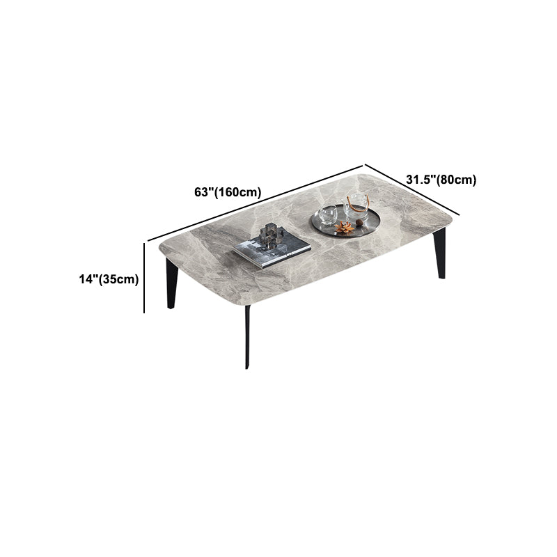 13.7"Tall 4 Legs Grey Rectangular/Round Slate Top Coffee Table