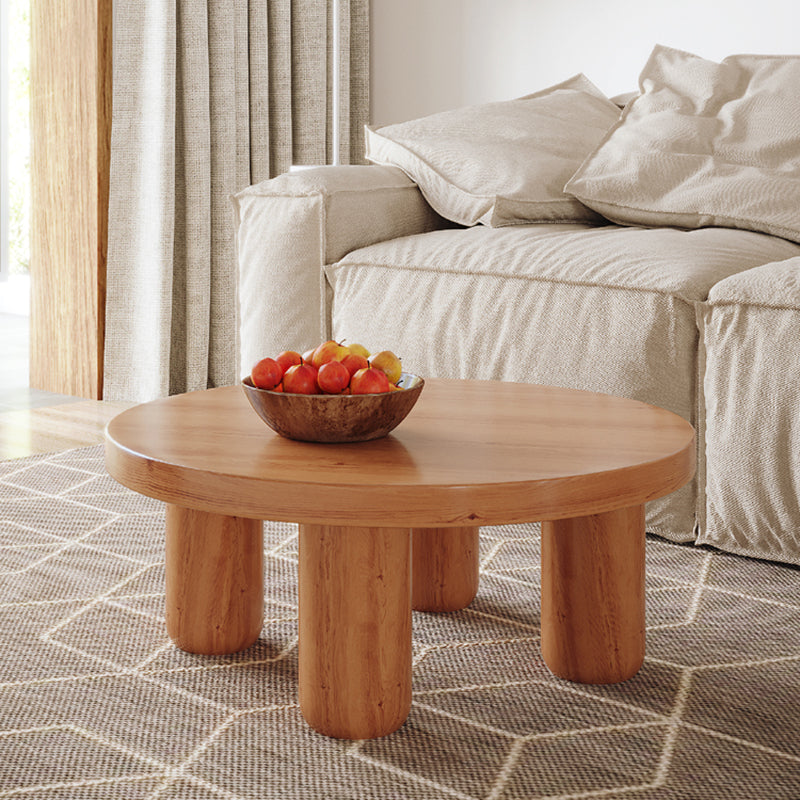 Dia 23.6"/27.6"/31.5" Wooden Cocktail Table, Scandinavian 4 Legs Round Coffee Table