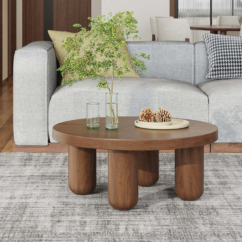 Dia 23.6"/27.6"/31.5" Wooden Cocktail Table, Scandinavian 4 Legs Round Coffee Table