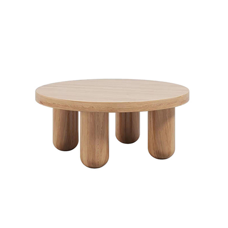 Dia 23.6"/27.6"/31.5" Wooden Cocktail Table, Scandinavian 4 Legs Round Coffee Table