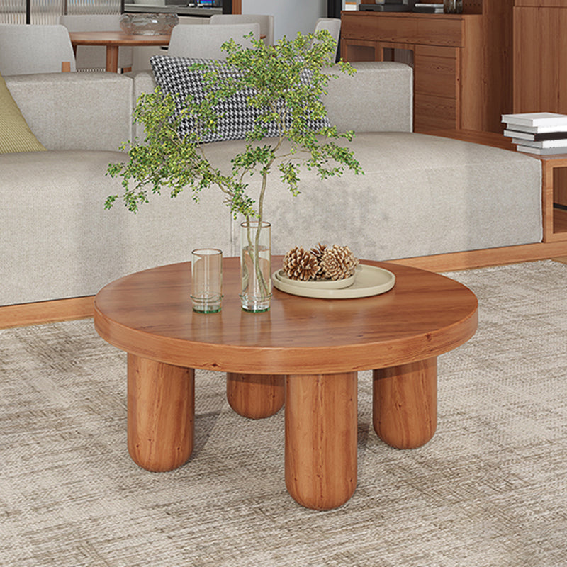 Dia 23.6"/27.6"/31.5" Wooden Cocktail Table, Scandinavian 4 Legs Round Coffee Table