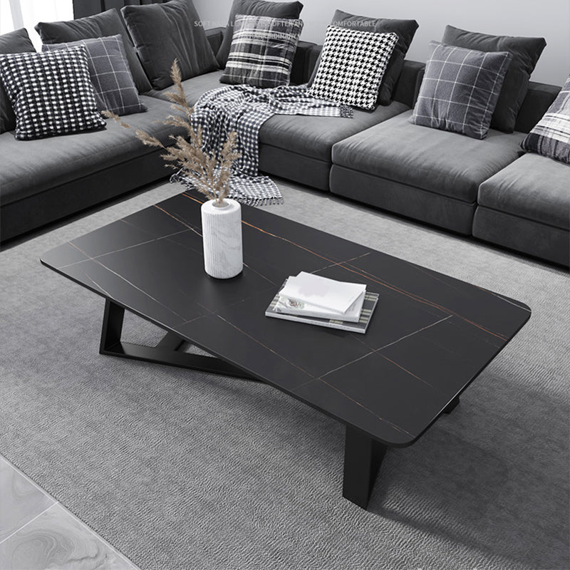 Marble Sled Coffee Table Modern Style Rectangular Cocktail Table