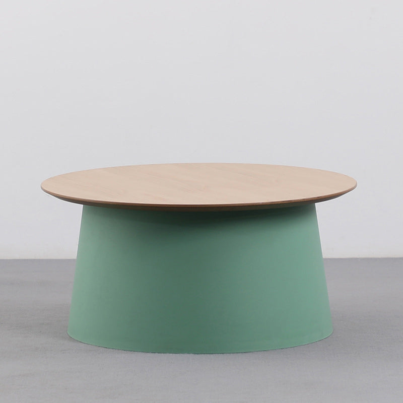 Modern Style Plastic Craft Drum-shaped Base Design Round Coffee Table