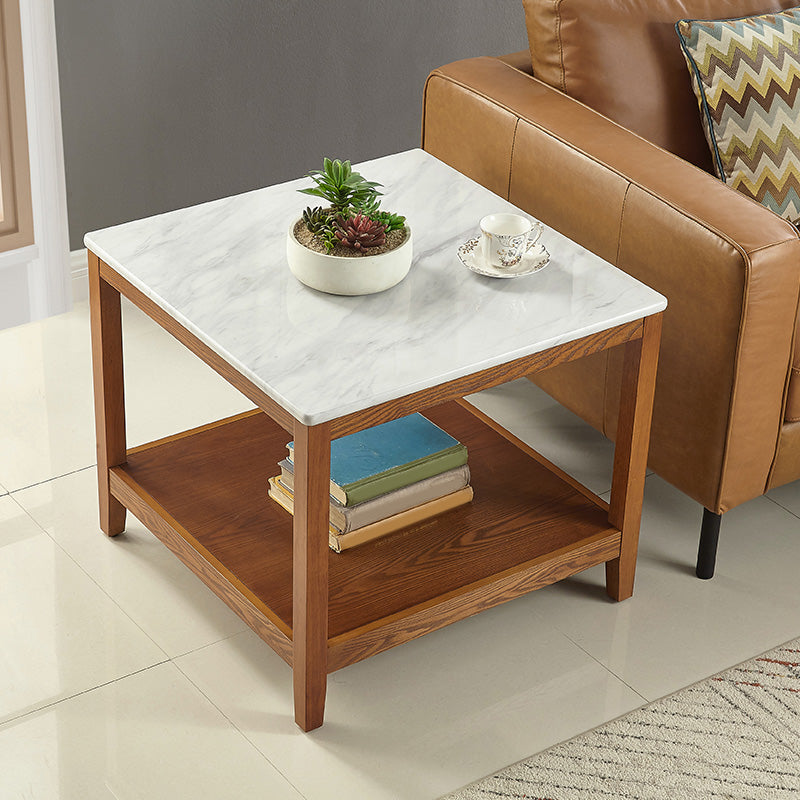 23.6"Tall Modern Wood Side Table Square End Table for Living Room