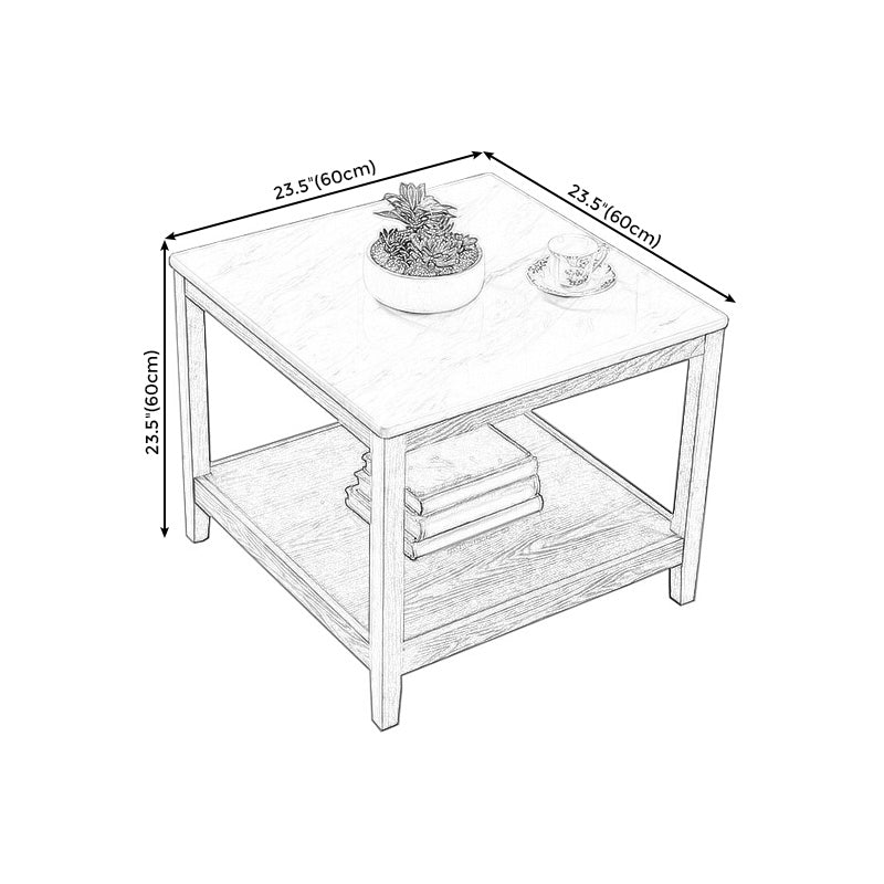 23.6"Tall Modern Wood Side Table Square End Table for Living Room