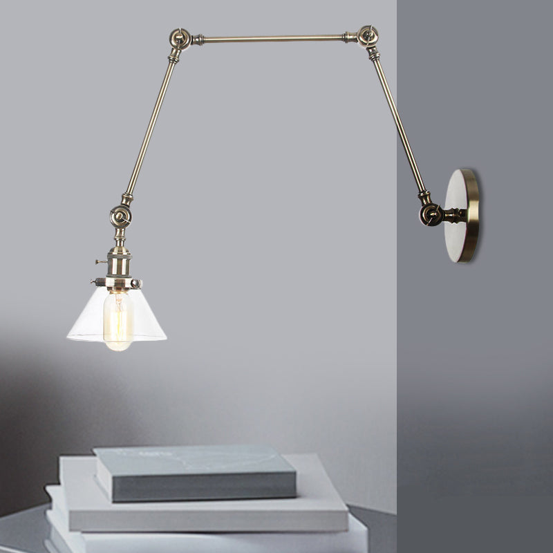 1 Lámpara de pared ligera Clear/Amber Glass Clear/Amber en negro/bronce/latón con brazo ajustable, 8 "+8"/8 "+8" +8 "largo