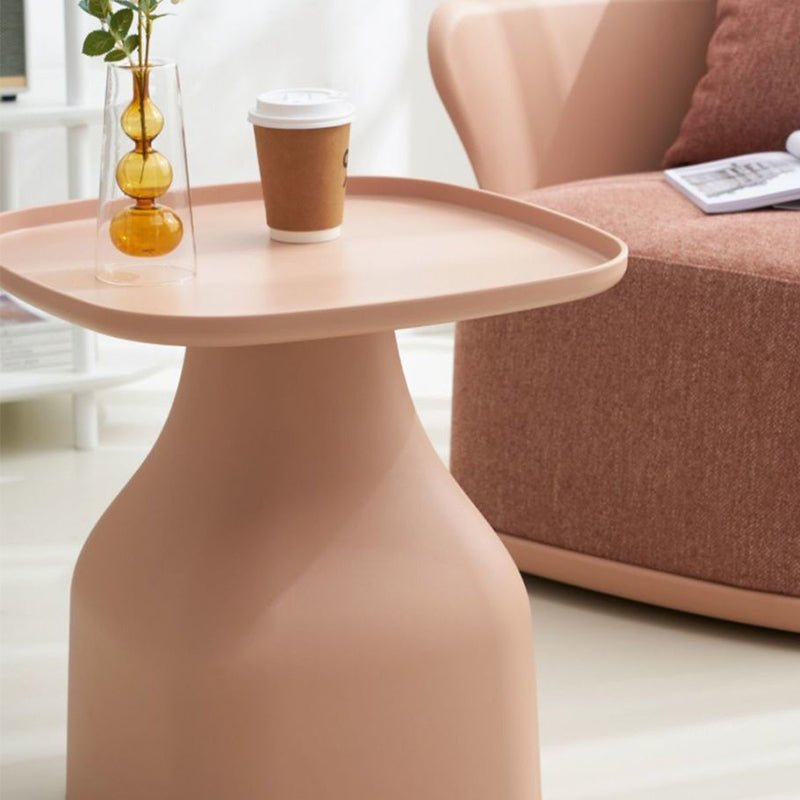 Plastic Tray Top End Table Square Pedestal Side Table - 14.96"/19.69" H