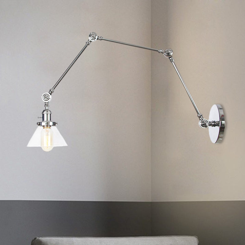 1 Lámpara de pared ligera Clear/Amber Glass Clear/Amber en negro/bronce/latón con brazo ajustable, 8 "+8"/8 "+8" +8 "largo