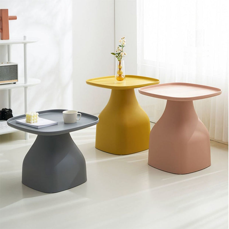 Plastic Tray Top End Table Square Pedestal Side Table - 14.96"/19.69" H