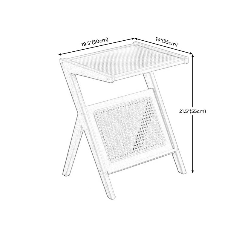 Cross Legs End Table Glass Top End Table  with Shelf 21.6 "Tall for Living Room