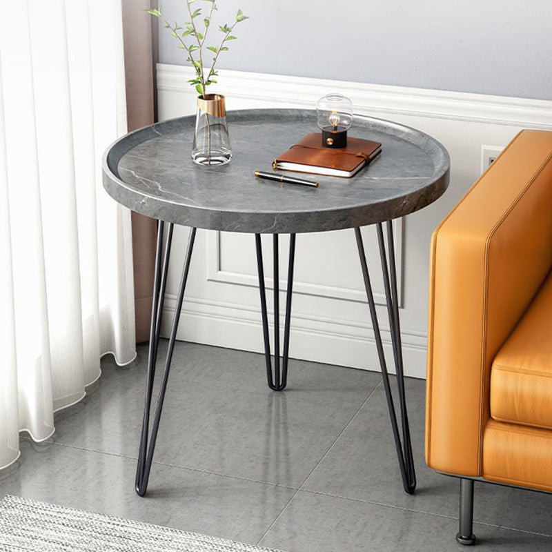 Modern Style Black Metal Base Wood/grey/walnut Plate Round Table Top Side Table
