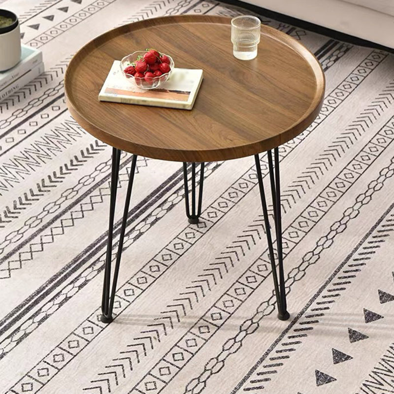 Modern Style Black Metal Base Wood/grey/walnut Plate Round Table Top Side Table