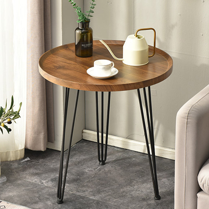 Modern Style Black Metal Base Wood/grey/walnut Plate Round Table Top Side Table