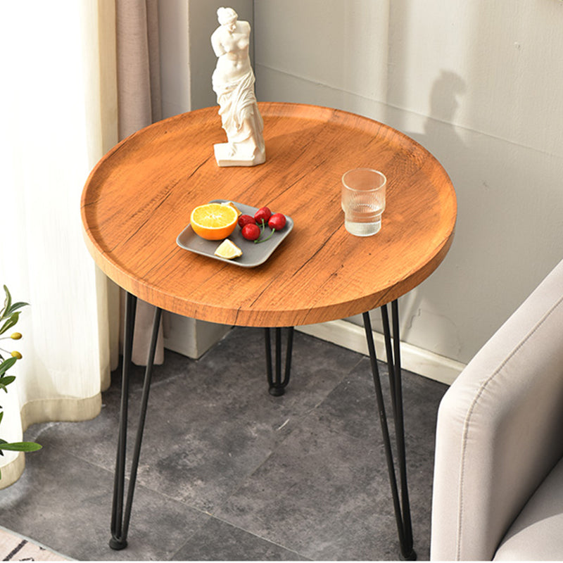 Modern Style Black Metal Base Wood/grey/walnut Plate Round Table Top Side Table