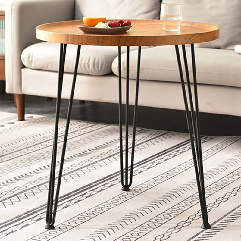 Modern Style Black Metal Base Wood/grey/walnut Plate Round Table Top Side Table