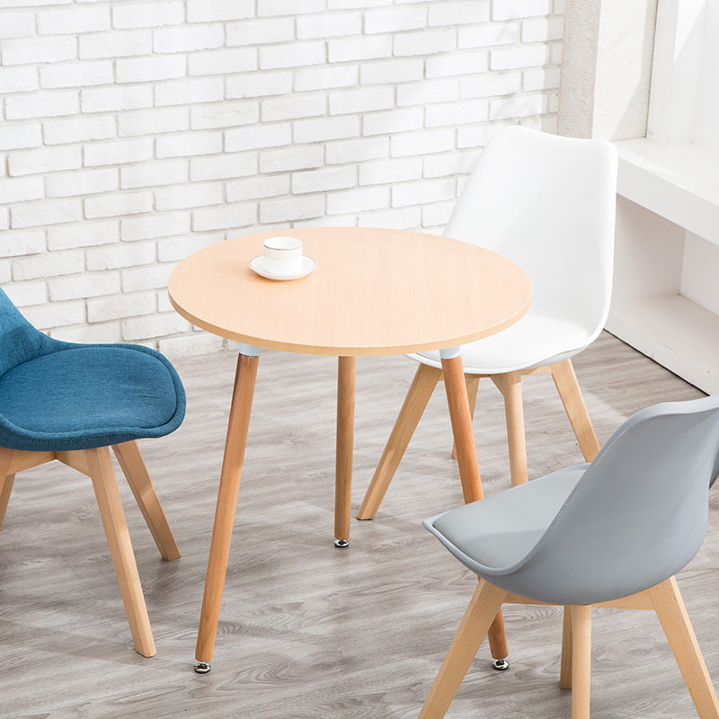 Round Wood Top End Table Contemporary Tripod Sofa Side End Table in Natural/White