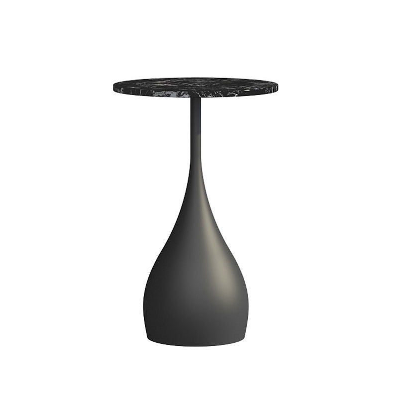 Round Metal/Marble End Table 13.78"/15.75" Wide Pedestal Side Table