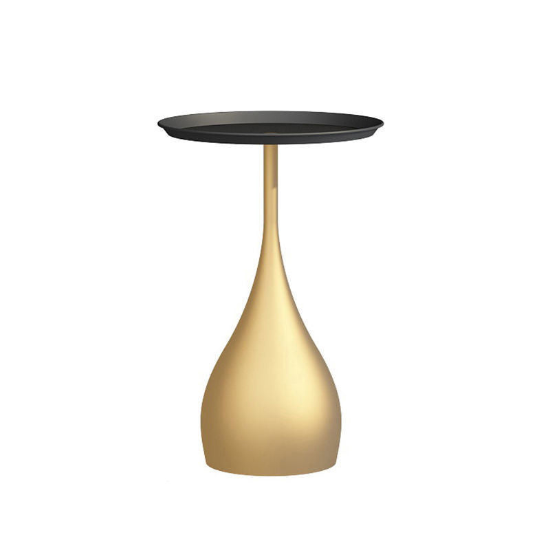 Round Metal/Marble End Table 13.78"/15.75" Wide Pedestal Side Table