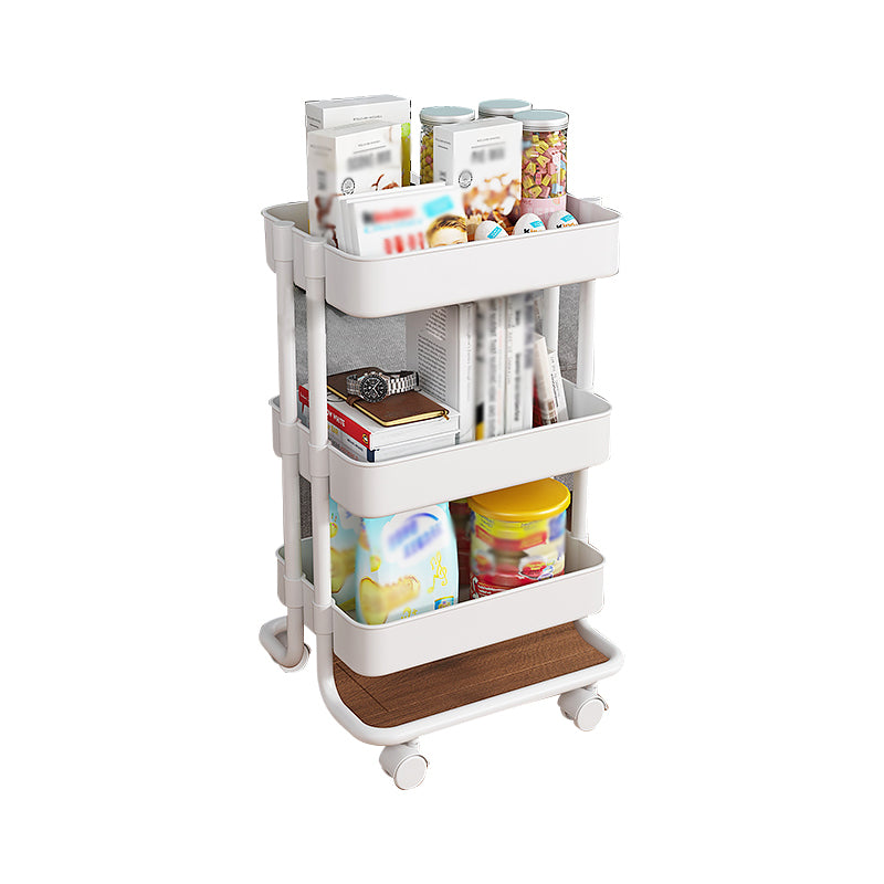 Metal Frame Open Etagere Bookshelf Modern Vertical Bookcase with Caster Wheels