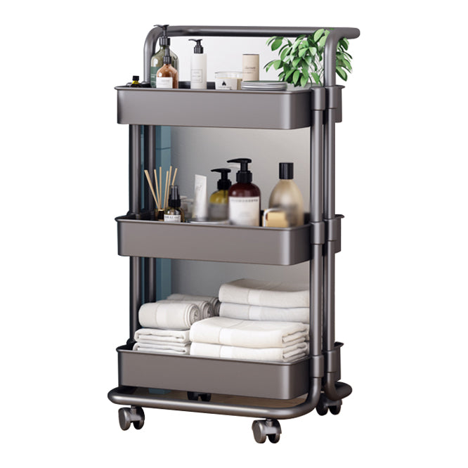 Modern Metal Frame Etagere Bookshelf White and Black Bookcase with Caster Wheels