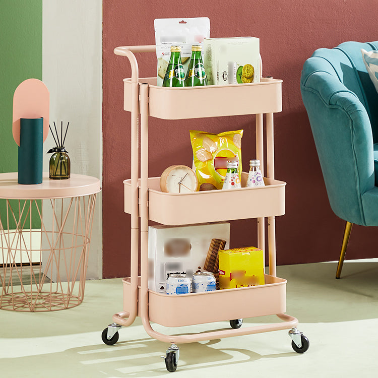 Metal Contemporary Etagere Bookshelf Vertical Open Bookcase with Caster Wheels