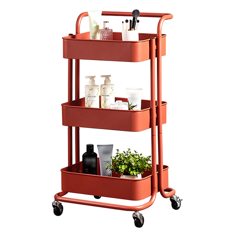 Metal Contemporary Etagere Bookshelf Vertical Open Bookcase with Caster Wheels