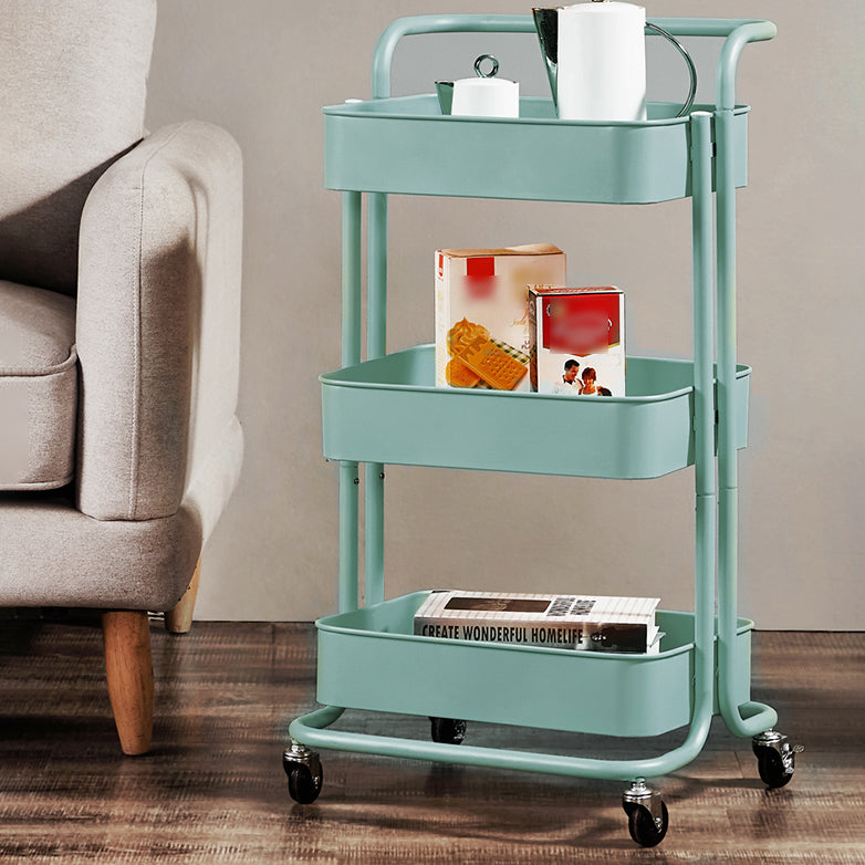 Metal Contemporary Etagere Bookshelf Vertical Open Bookcase with Caster Wheels