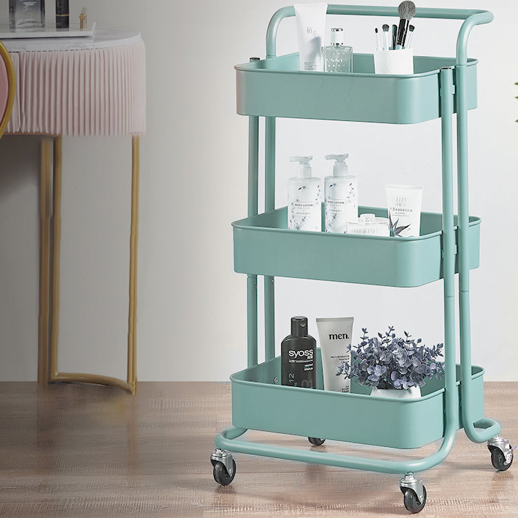 Metal Contemporary Etagere Bookshelf Vertical Open Bookcase with Caster Wheels