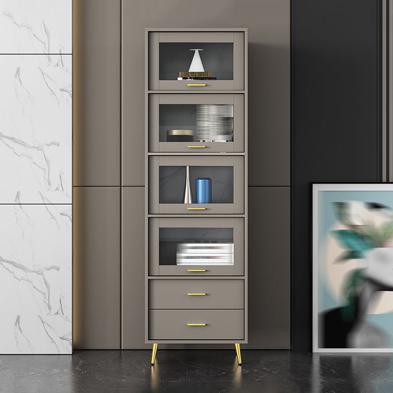 Modern Style Bookshelf Closed Back Shelf Bookcase with Doors for Office Home