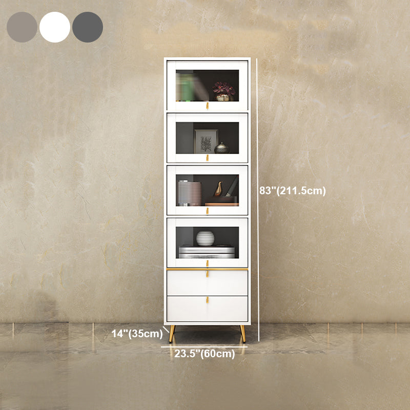 Modern Style Bookshelf Closed Back Shelf Bookcase with Doors for Office Home