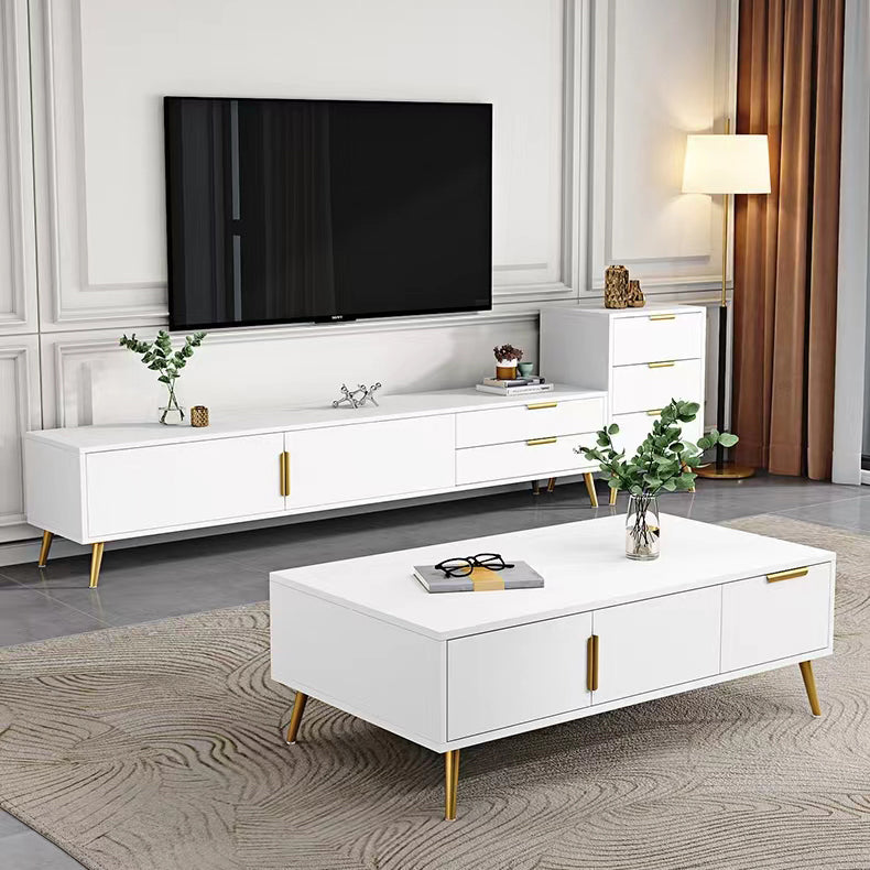 Glam TV Console with Cabinet Engineered Wood TV Media Stand with Drawers