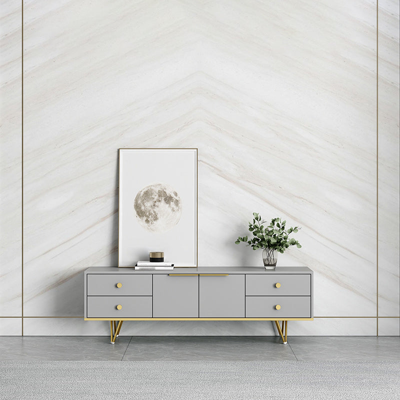 Glam TV Media Stand with Drawers Faux Wood Media Console for Living Room