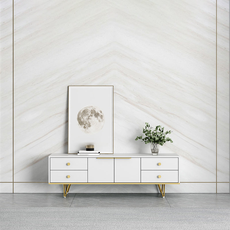 Glam TV Media Stand with Drawers Faux Wood Media Console for Living Room