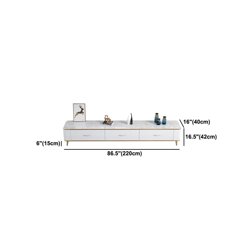 Glam Style TV Stand White Colour Enclosed Storage TV Console with Drawers