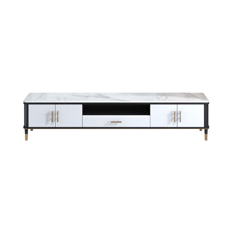 Glam Style TV Stand Stone Open Storage TV Console with Shelves