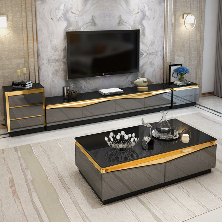 15.75"H TV Stand Glam Style Enclosed Storage TV Console with 4 Drawers