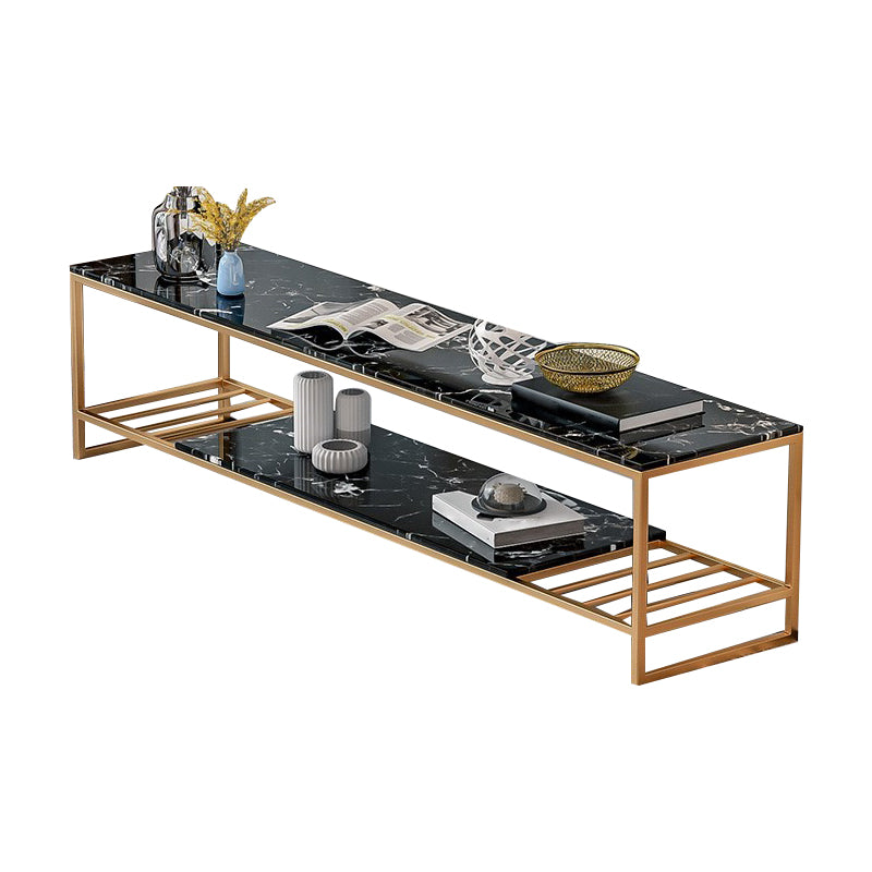 17.72"H TV Stand Open Storage Glam Style TV Console with 2-shelf for Living Room