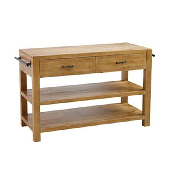 Modern Stationary Kitchen Island table Wood Rectangular Kitchen table with Towel Rack