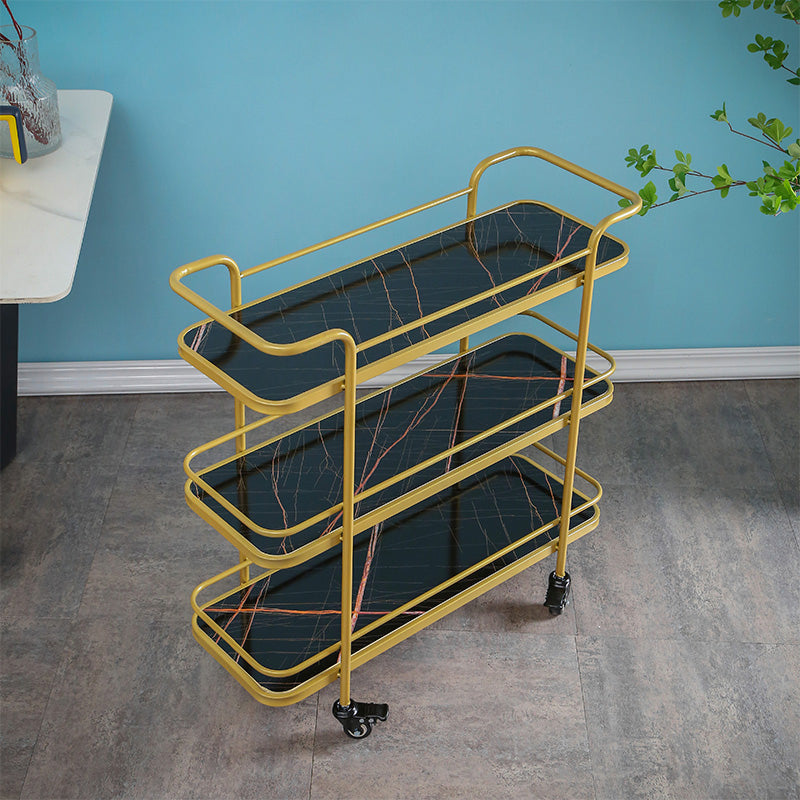 Modern Rolling Prep Table Metal Rectangular Prep Table for Home Use