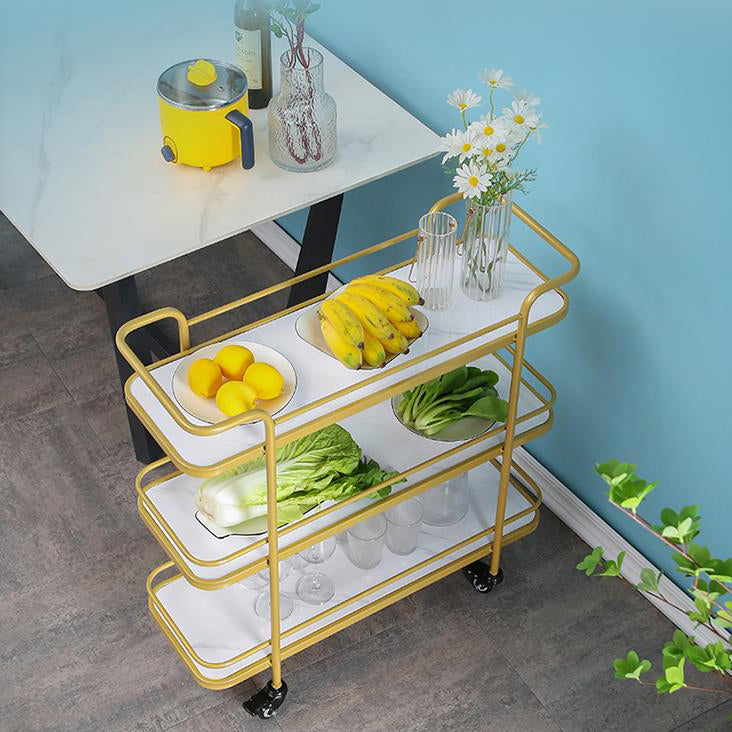 Modern Rolling Prep Table Metal Rectangular Prep Table for Home Use