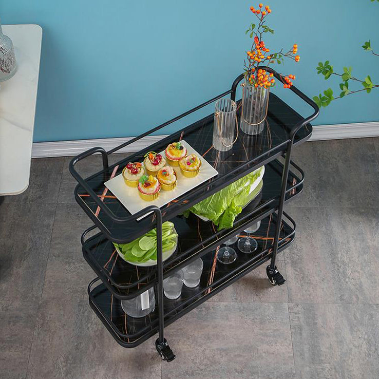 Modern Rolling Prep Table Metal Rectangular Prep Table for Home Use