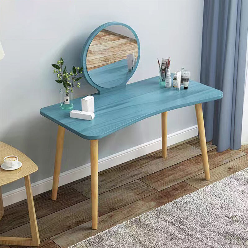28.7" Height Wooden Makeup Vanity Desk Vanity in White /blue / Natural