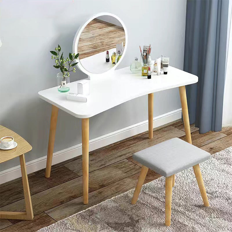 28.7" Height Wooden Makeup Vanity Desk Vanity in White /blue / Natural