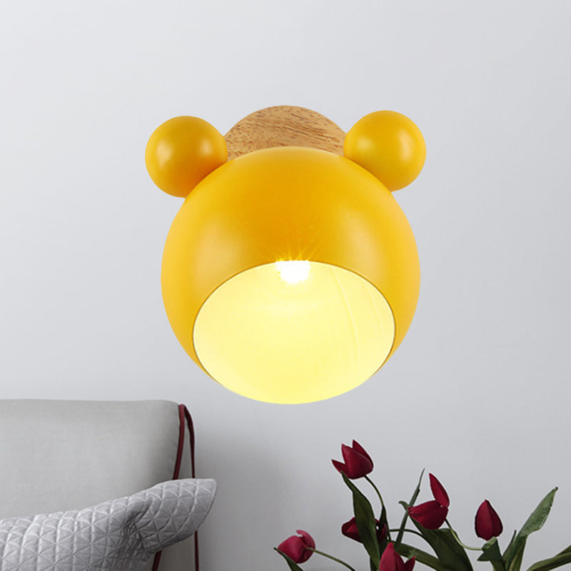 Nordic Style Globe Wall Light Wood & Metal 1 Bulb Wall Sconce for Restaurant Hallway