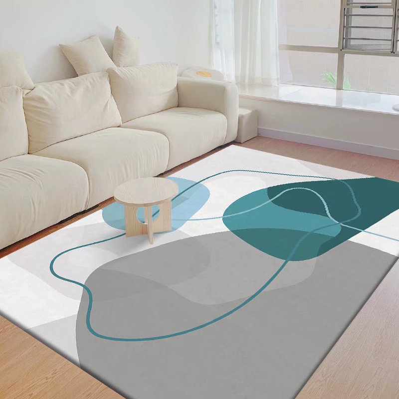 Green Modern Rug Polyester Color Block Rug Stain Resistant Rug for Home Decor