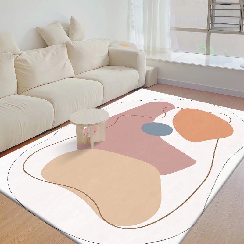Green Modern Rug Polyester Color Block Rug Stain Resistant Rug for Home Decor
